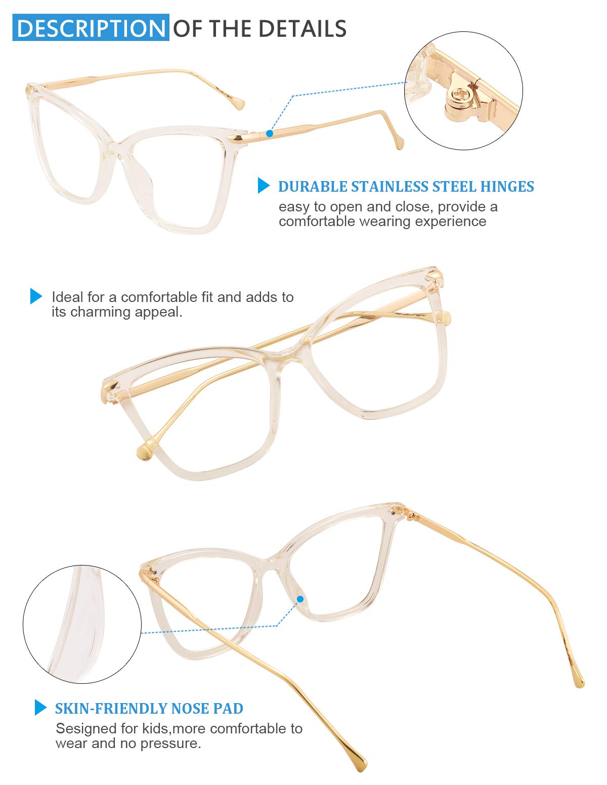 Blue Light Blocking Glasses for Women & Men - Anti Eyestrain Gaming & Computer Glasses for Work & Screen Time