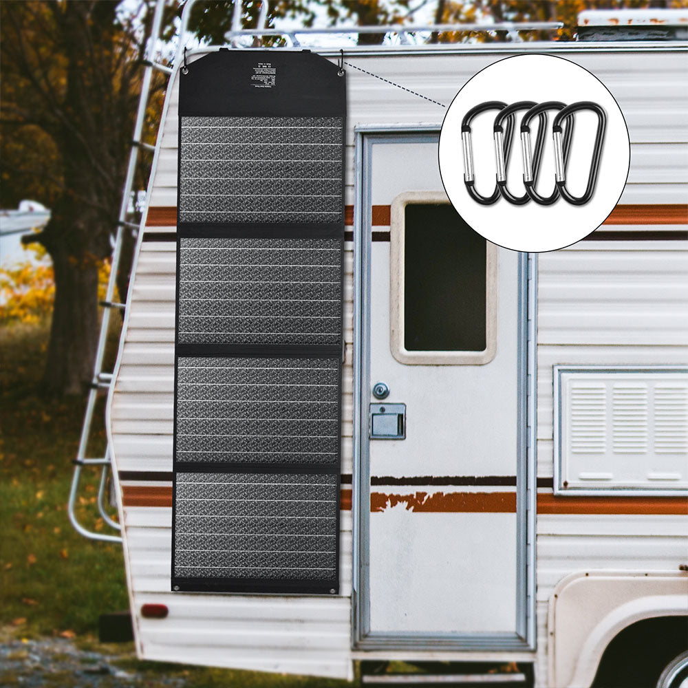 Raddy SP120 120W Foldable Solar Panel with DC/USB/QC3.0/Type C Outputs - Portable Solar Charger for Camping, Hiking, RV & Emergency Power Supply