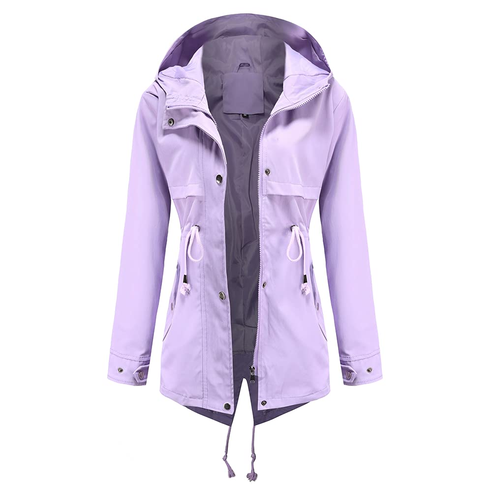 Women's Waterproof Long Raincoat with Hood - Windproof Trench Coat with Pockets | Fashionable Rain Jacket for Outdoor Activities, Commuting & Travel