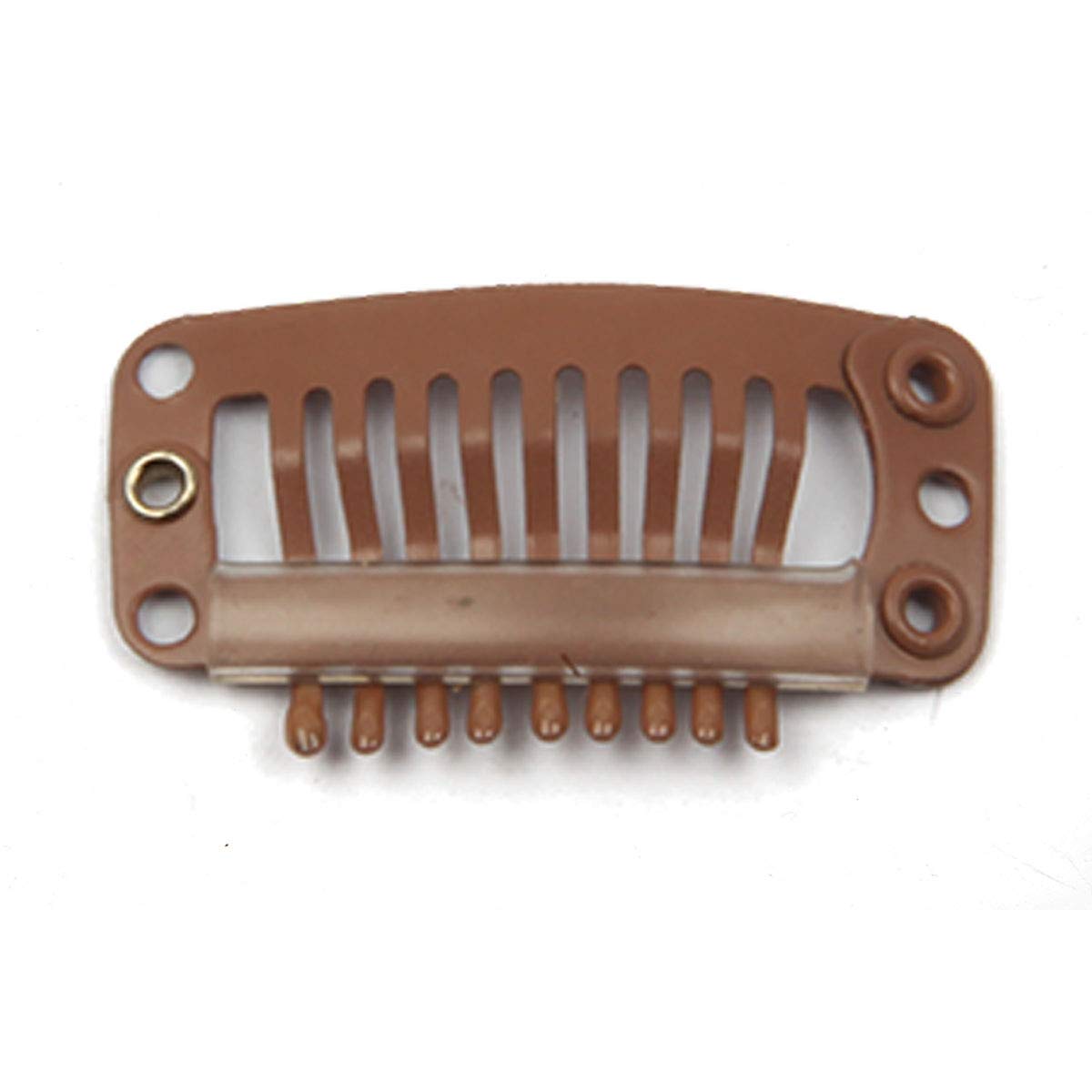 30pcs Stainless Steel Wig Clips for Hair Extensions - 9 Teeth Snap Clips, DIY Wig Combs, Toupee Clips (32mm, 1.2g/pc, Light Brown) - Perfect for Securing Hair Extensions, Wigs & Cosplay Hairstyles