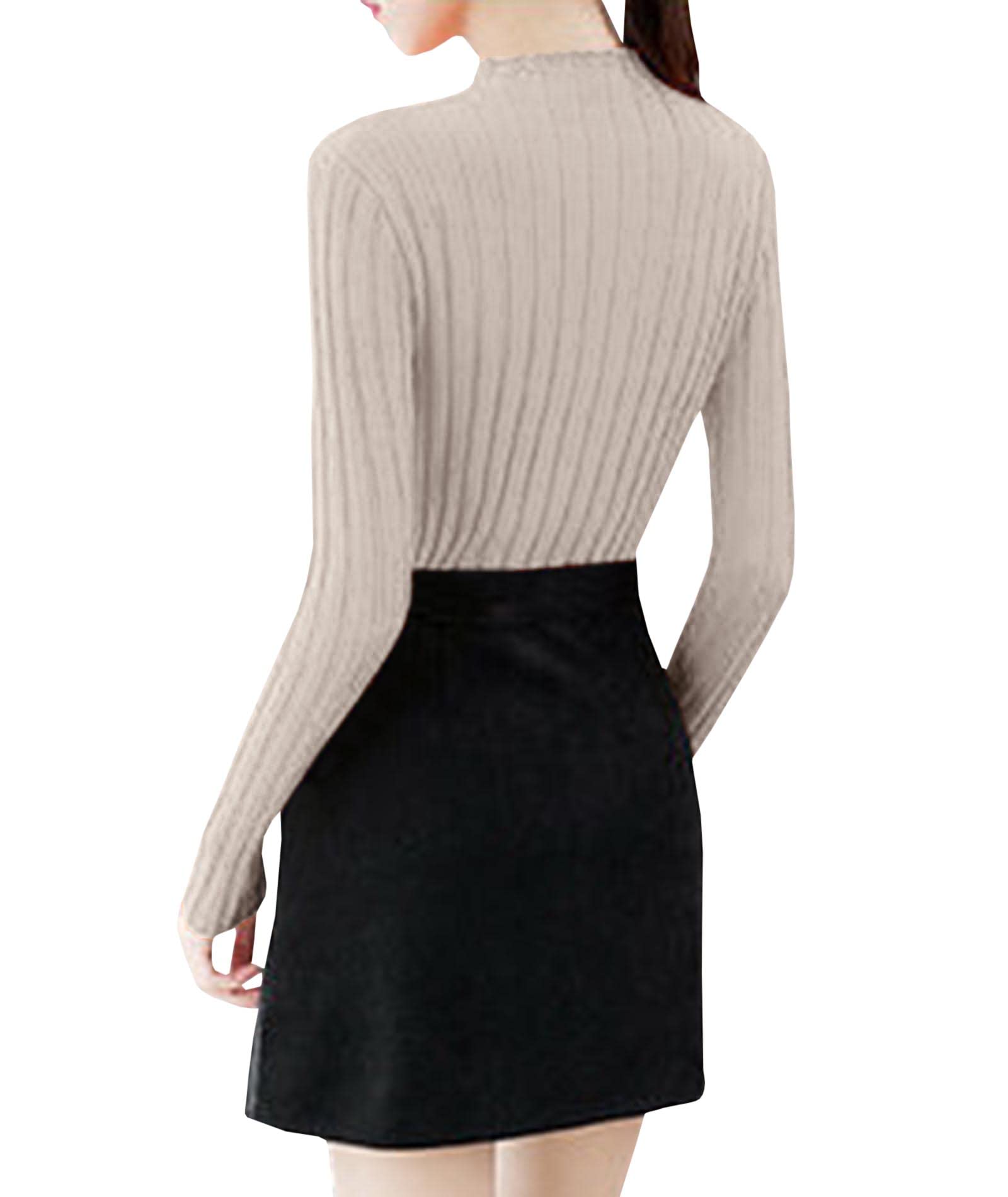 FYEARFOX Women's Mock Neck Ribbed Knit Sweater - Long Sleeve Bodycon Pullover Top for Fall & Winter | Casual Office Wear, Date Night Outfits, Layering Essentials