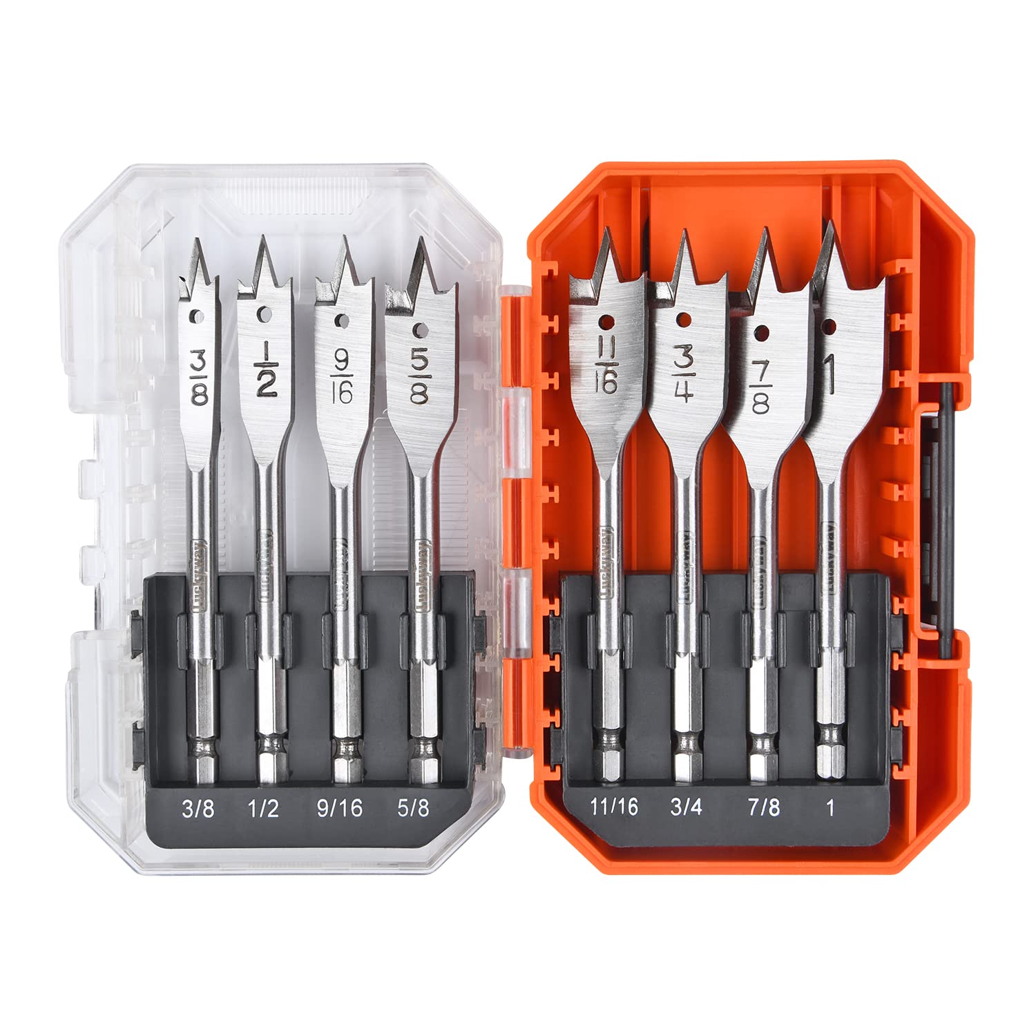 Luckyway 8-Piece Spade Drill Bit Set - 3/8