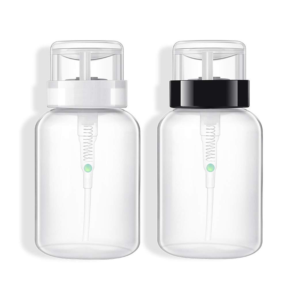 Bestenrose 2 Pack 200ml Empty Plastic Nail Polish Remover Bottles with Pump Dispenser - Push Down Cleanser Bottle for Nail Polish, Makeup Remover & Nail Art Tools | Travel-Friendly, Salon & Home Use