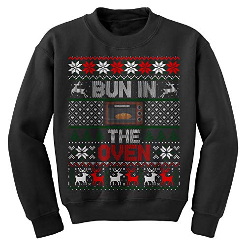 Bun in The Oven Pregnancy Christmas Ugly Sweater - Funny Maternity Xmas Shirt for Holiday Parties & Family Photos