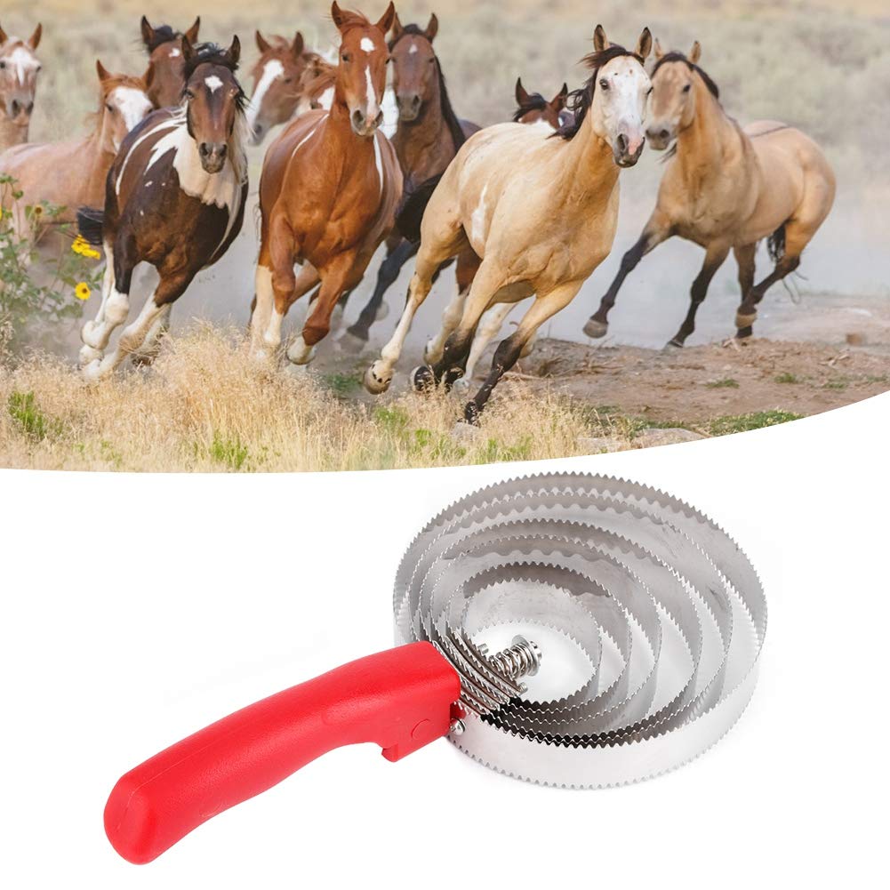 Premium Horse Grooming Brush - 6 Circle Steel Bristles for Livestock & Equine Care - Ergonomic Soft Grip Handle - Perfect for Daily Horse Coat Cleaning, Shedding & Itch Relief