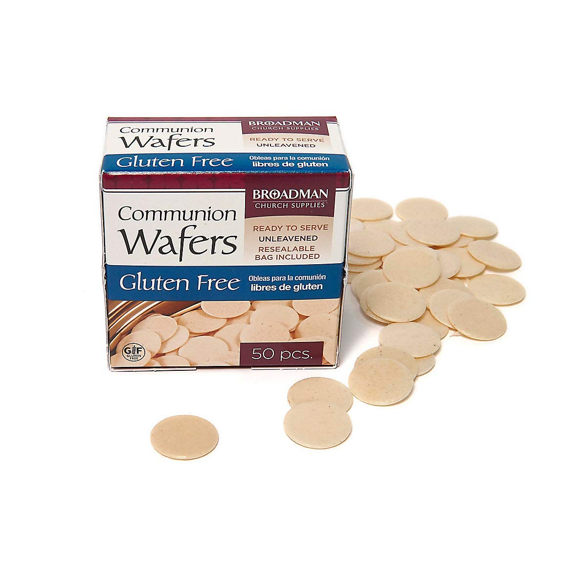 Broadman Church Supplies Gluten Free Communion Wafers - 50 Count Pack for Holy Eucharist & Church Services