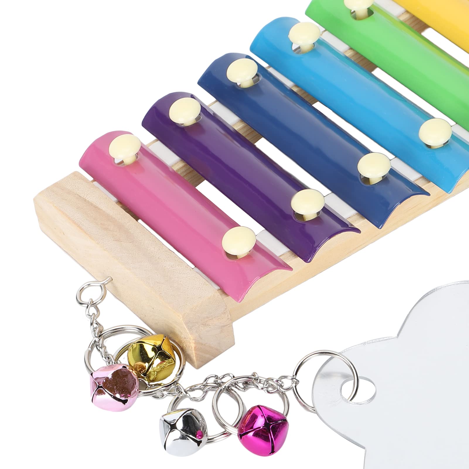 EVTSCAN Suspensible Wooden Xylophone Toy for Chickens - 8 Metal Keys Chicken Coop Pecking Toy with Grinding Stone - Fun Musical Enrichment Activity for Hens & Backyard Poultry Entertainment
