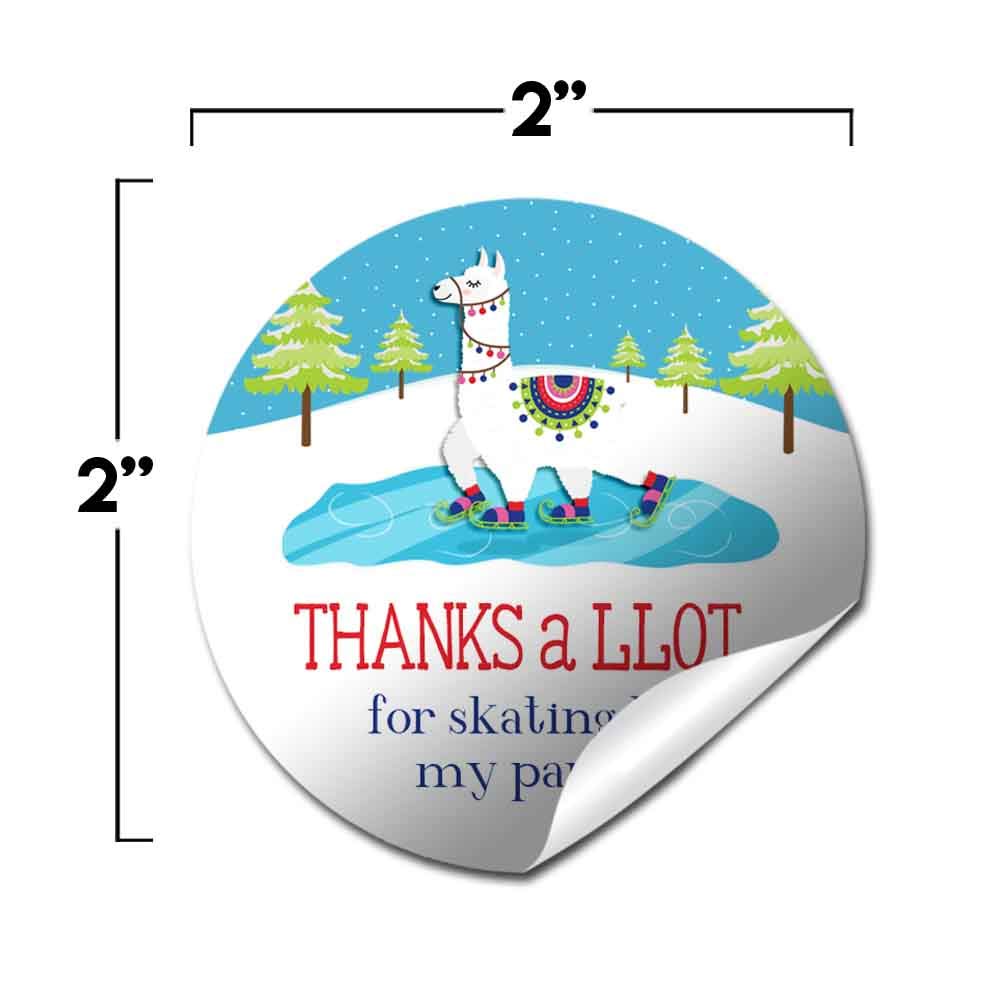 Winter Llama Ice Skating Themed Thank You Stickers for Kids - 40 Pack 2