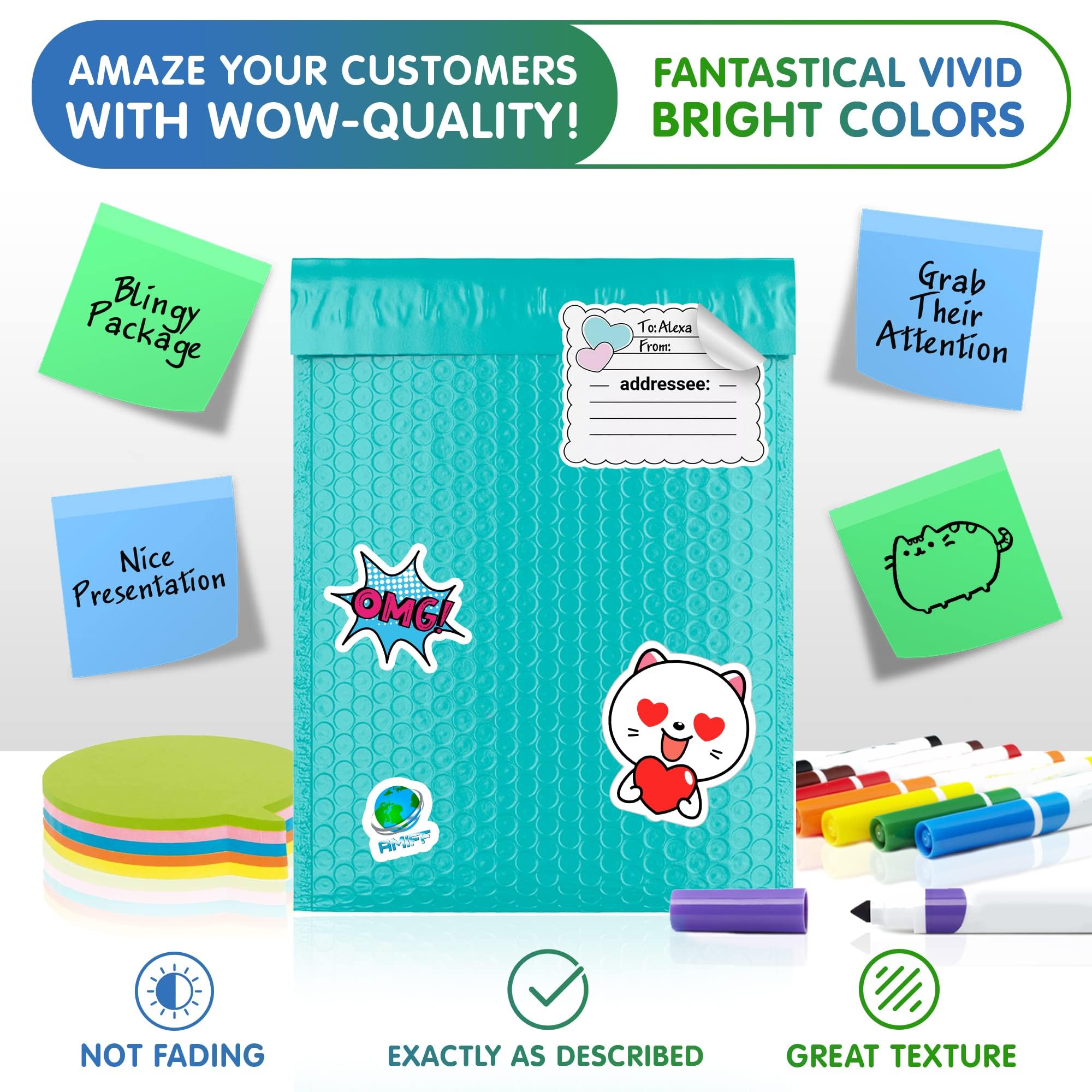 400 Pack 4x7 Inch Teal Poly Bubble Mailers - Self Seal Shipping Envelopes | Durable, Waterproof Padded Mailing Bags for Ecommerce, Small Business & Online Sellers | Perfect for Shipping Jewelry, Crafts & Small Items