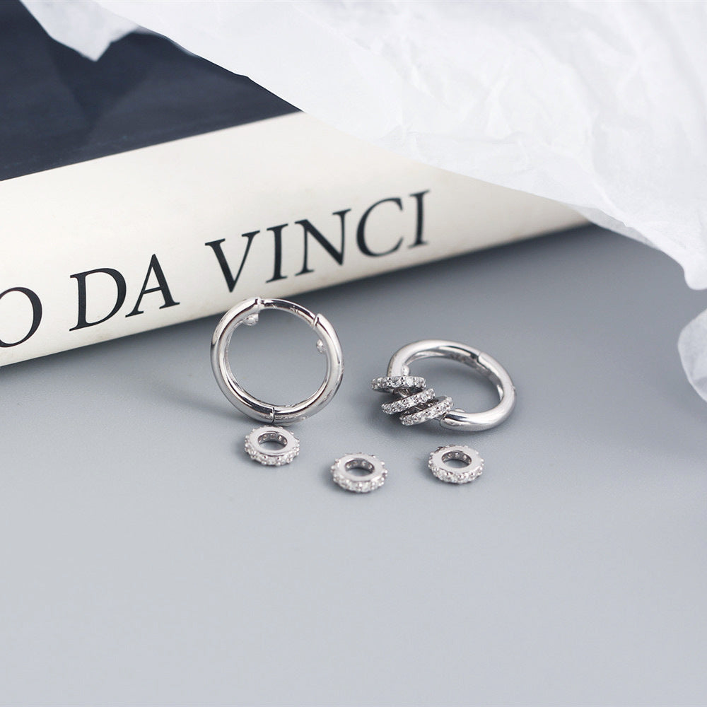 Multi-Way Geometric Small Ring Huggie Hoop Earrings for Women | HE3882 | Minimalist Stackable Earrings for Everyday Wear, Work & Date Night