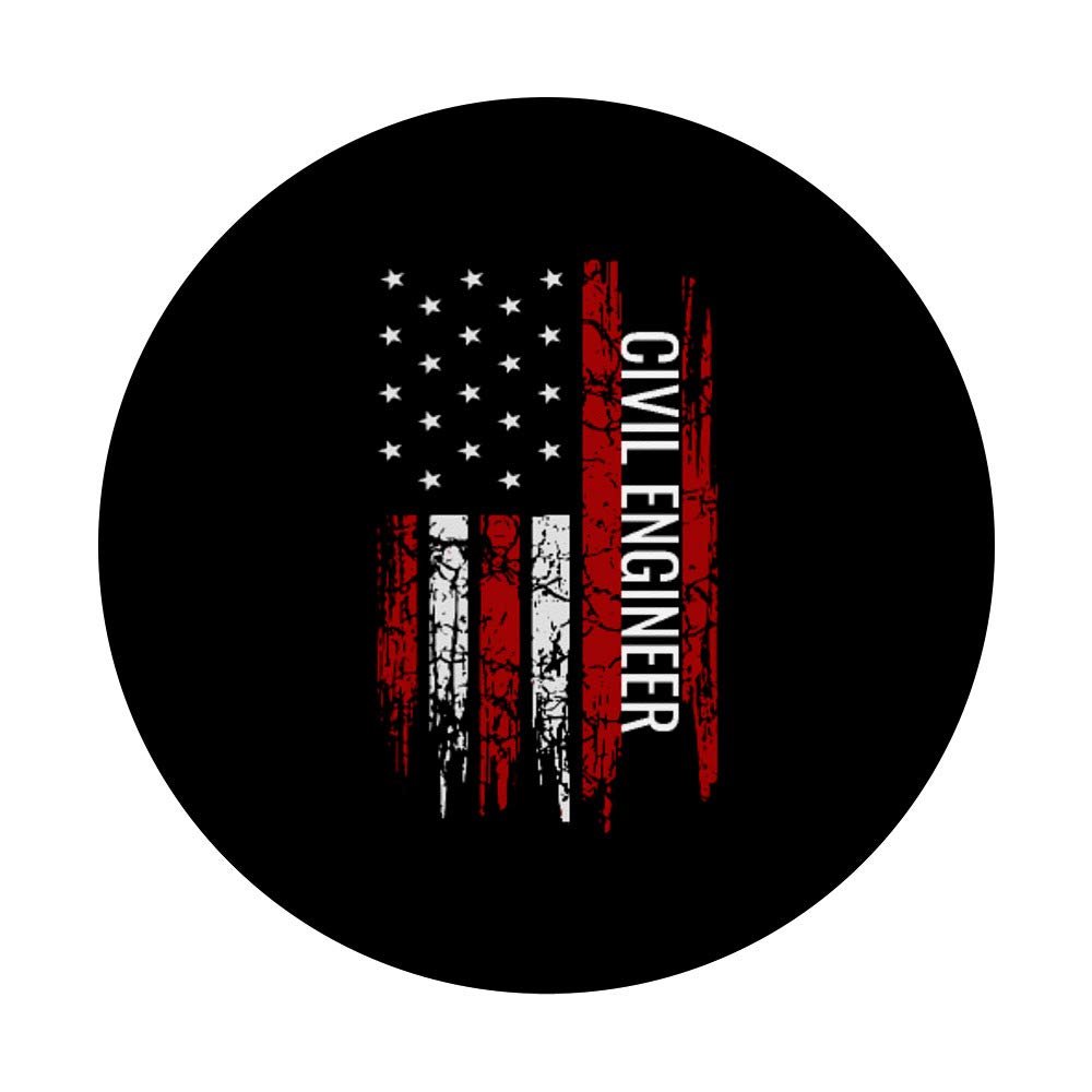Civil Engineer USA Flag Bridge Design Engineering PopSockets PopGrip - Swappable Phone & Tablet Grip for Engineers, Construction Workers | Perfect for Job Sites, Office & Daily Commute