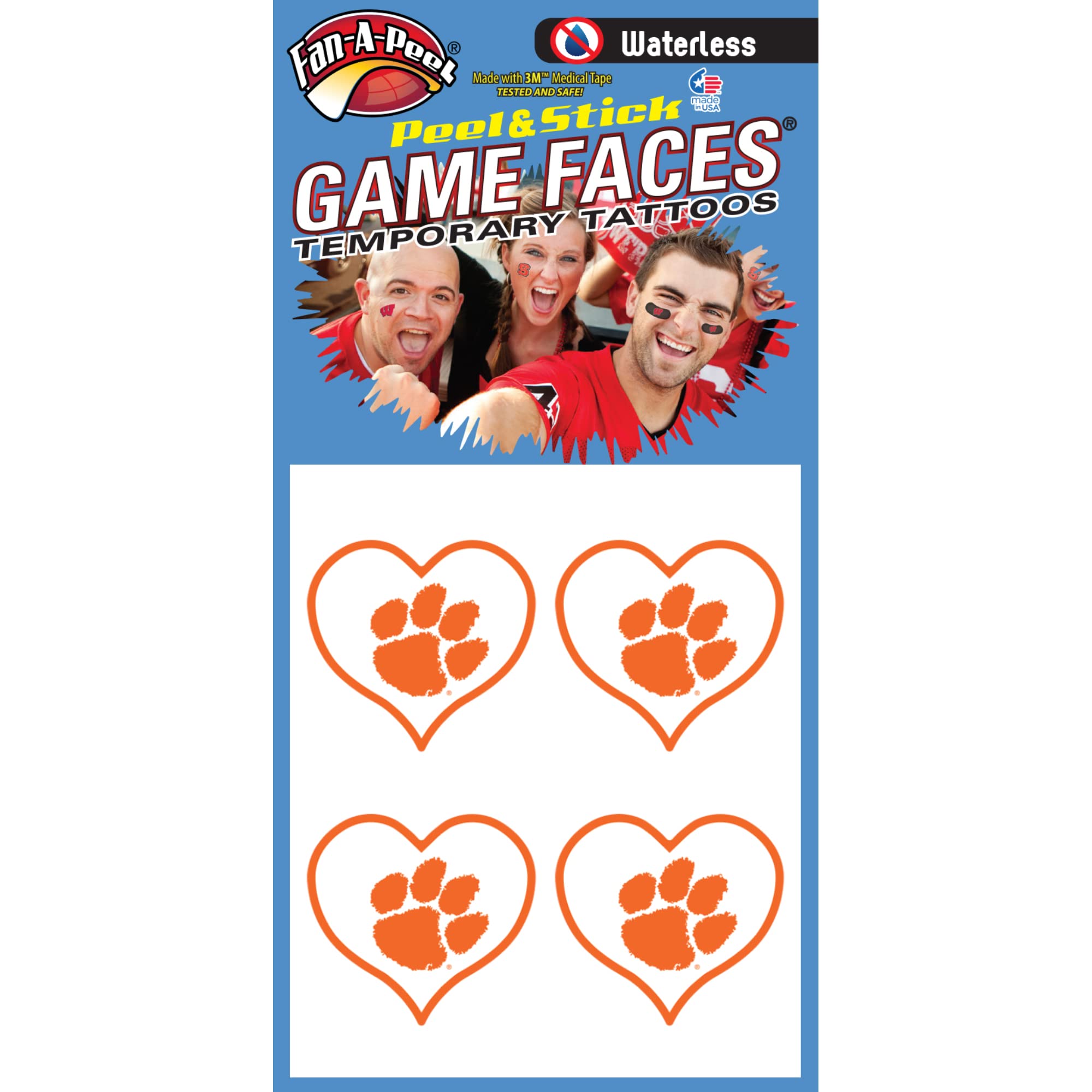 Clemson Tigers Waterless Temporary Tattoos - Hypoallergenic Peel & Stick Waterproof Fake Tattoos for Kids & Adults - Officially Licensed NCAA Tattoo Stickers - Perfect for Game Day, Parties, and School Spirit Events
