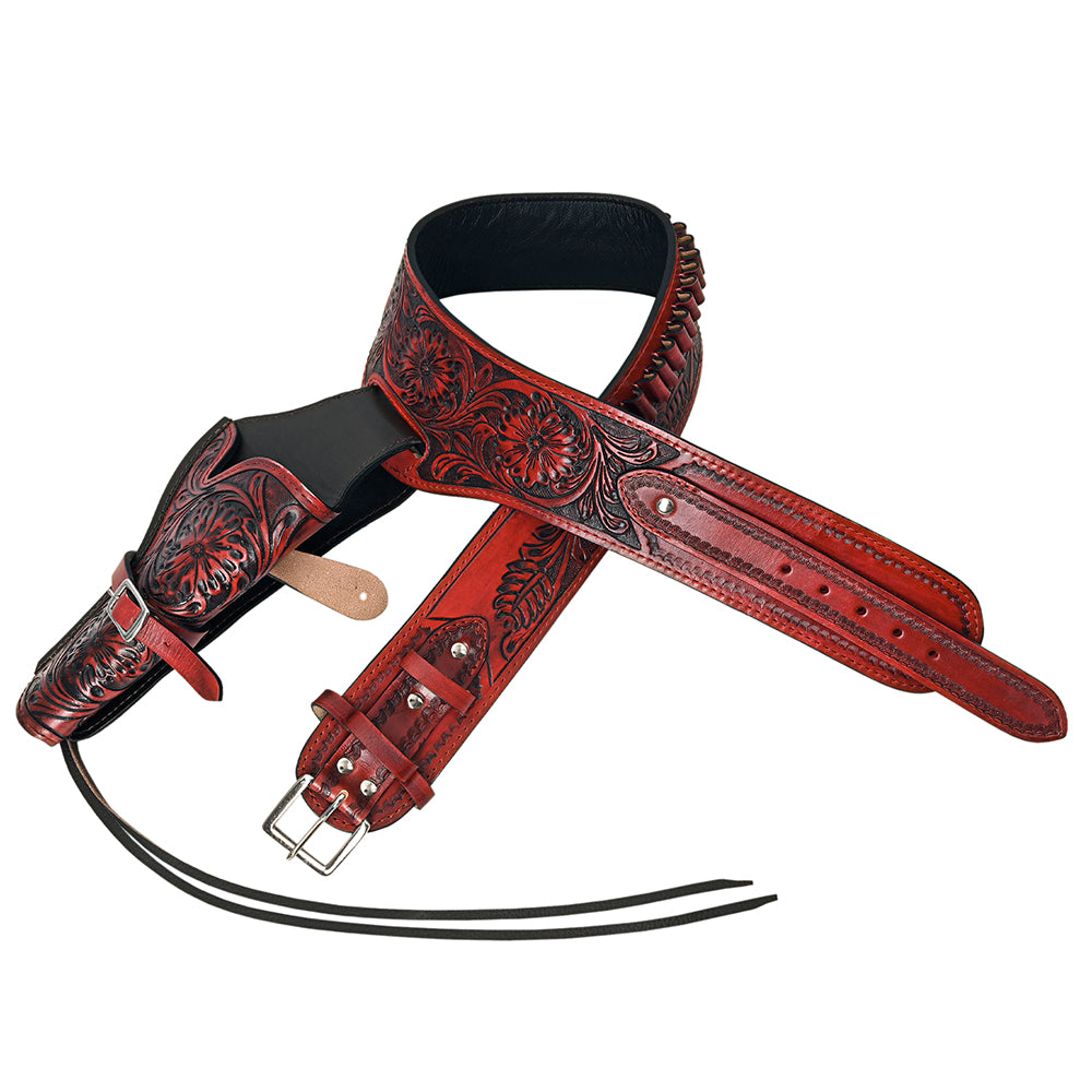 Hilason 34-Inch Western Right Hand Gun Holster Rig for 38 Cal - Premium Leather Cowboy Belt & Holster Set for Revolvers | Perfect for Cowboy Action Shooting, Reenactments & Western Style Outfits