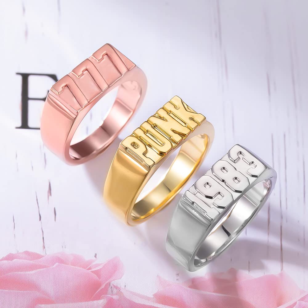 Personalized Name Rings for Women & Men - 925 Sterling Silver/Brass Custom Angel Number Rings - Birthday, Birth Year, Anniversary & Christmas Gifts for Her/Him - Perfect for Couples, Engagements, Weddings & Special Occasions