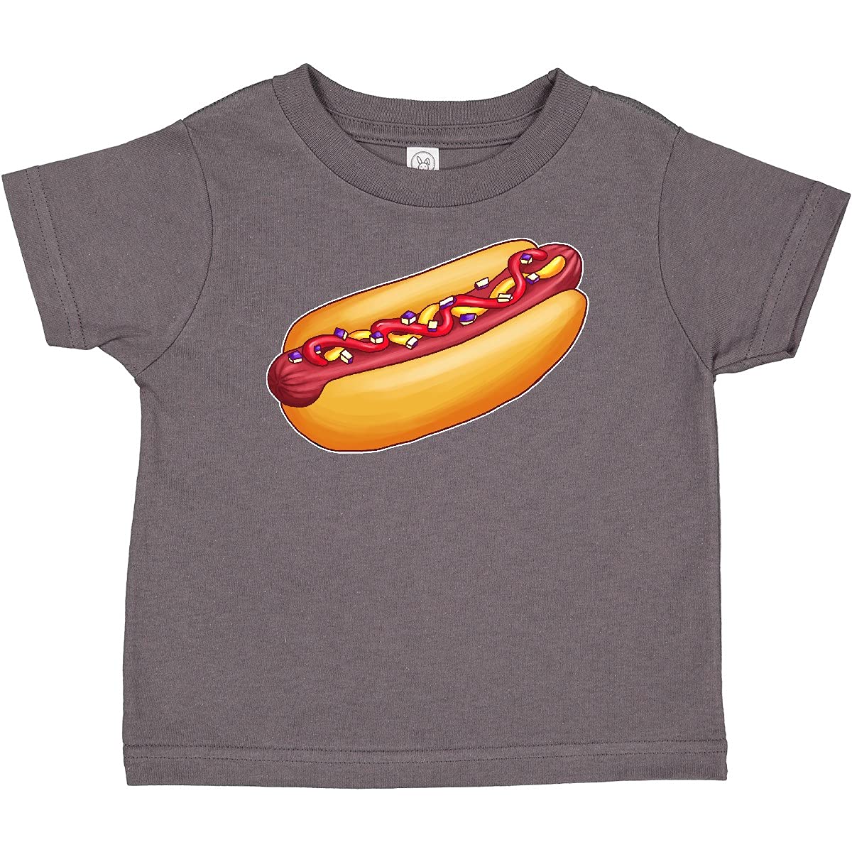 Inktastic Hot Dog Illustration with Mustard Onions and Ketchup Baby T-Shirt - Cute Graphic Tee for Toddlers, Boys & Girls - Perfect for Playdates, Birthday Parties & Casual Outings