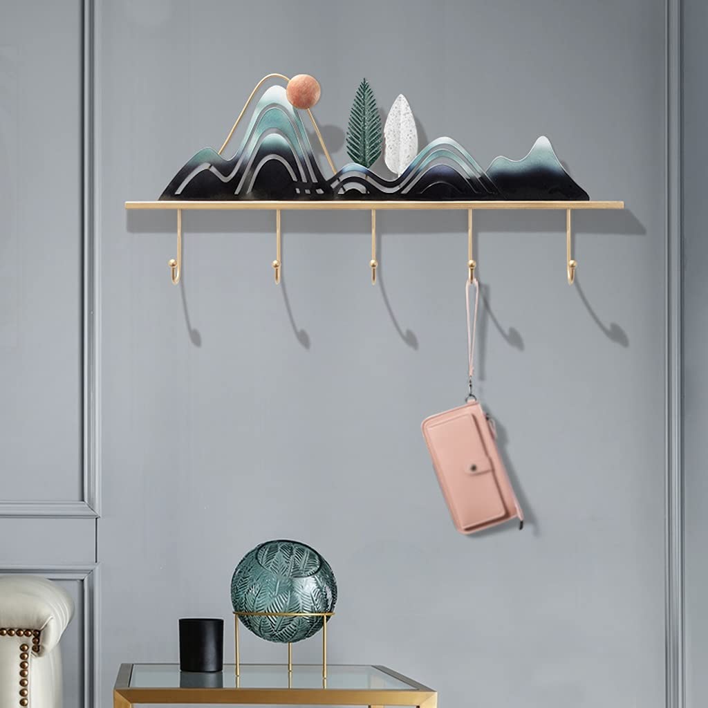 Stylish Wall Mounted Coat Rack Organizer - Space Saving Entryway Hooks for Hats, Umbrellas & Jackets - Rustic Wrought Iron Design for Bedroom, Living Room & Bathroom - No Drill Installation - Perfect for Small Apartments & Hallway Organization