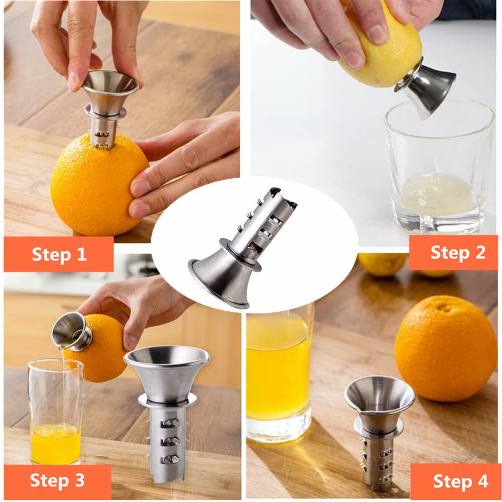 Premium Stainless Steel Manual Lemon Juicer - Handheld Citrus Squeezer for Orange, Lime & Grapefruit - Perfect for Cocktails, Baking & Fresh Juice Making