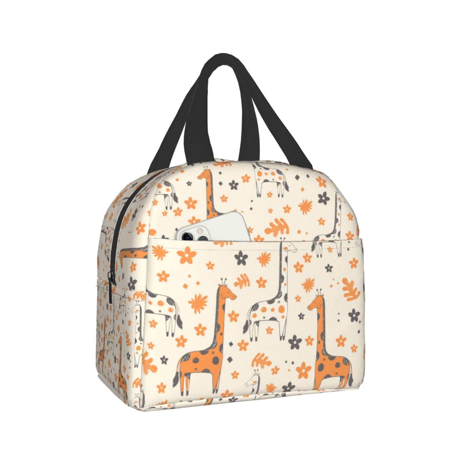 Cute Giraffe Insulated Lunch Box for Adults - Reusable Thermal Lunch Bag for Work, School, Camping, Hiking & Picnics - Perfect Office Lunch Tote & Beach Travel Cooler Bag