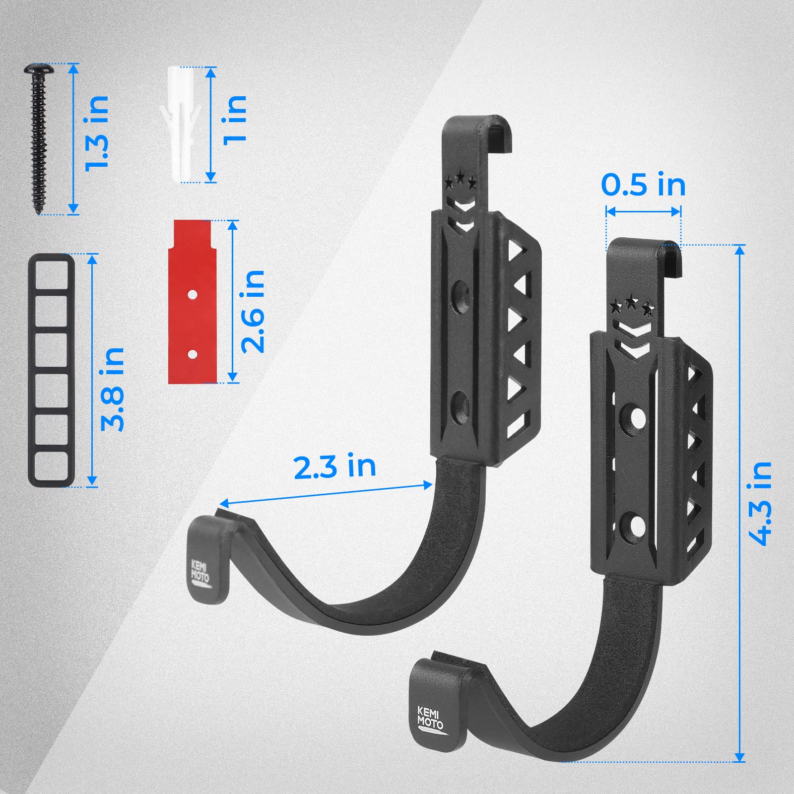 KEMIMOTO Heavy Duty UTV Hunting Tool Holder Rack - Wall Mount Horizontal Storage Hooks with Soft Padding for Archery Bows, Fishing Rods & Sports Equipment | Durable Steel Accessories for Hunting, Camping & Outdoor Adventures (Black)