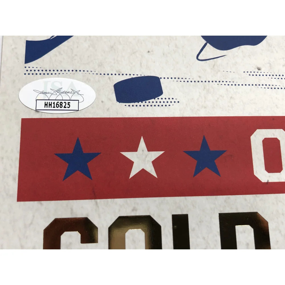 Jim Craig Autographed Miracle on Ice 40th Anniversary Poster - Vegas Golden Knights Edition with JSA COA - Perfect for Hockey Fans, Sports Memorabilia Collectors & Man Cave Decor
