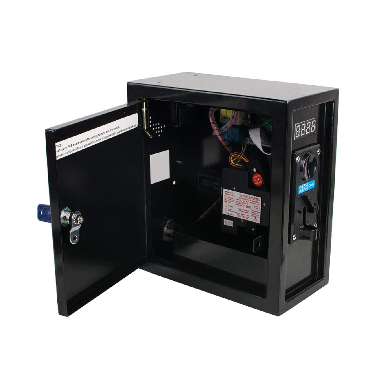 Coin Operated Timer Control Box with Multi Coin Acceptor - Electronic Time Control Device & Power Supply Box for Washing Machines, Laundromats, Arcade Games, and Vending Machines