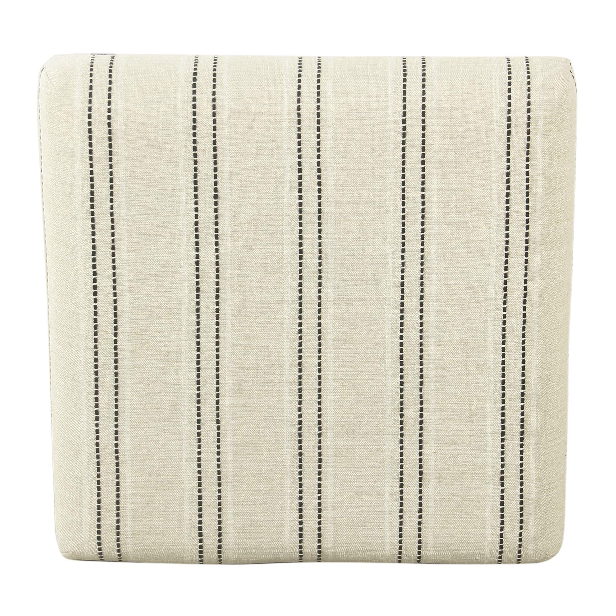Modern Square Ottoman with Metal X Base - Stylish Home Decor for Living Room & Bedroom - Black and White Stripe Storage Bench - Perfect for Extra Seating, Footrest or Coffee Table Alternative