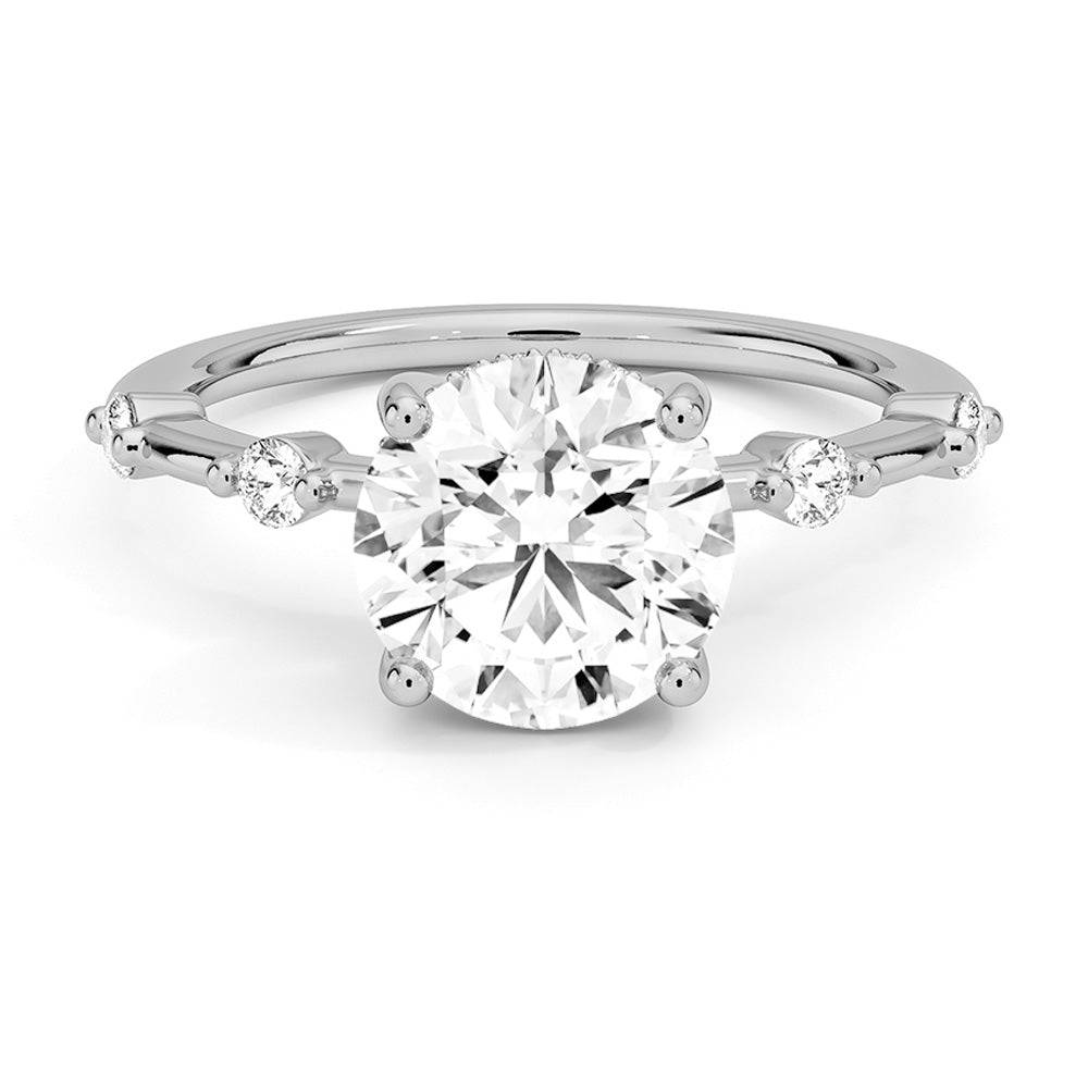 Exquisite Round Cut Moissanite Engagement Ring with Diamond Accent Band & Hidden Halo - Perfect for Proposals, Weddings & Anniversary Gifts