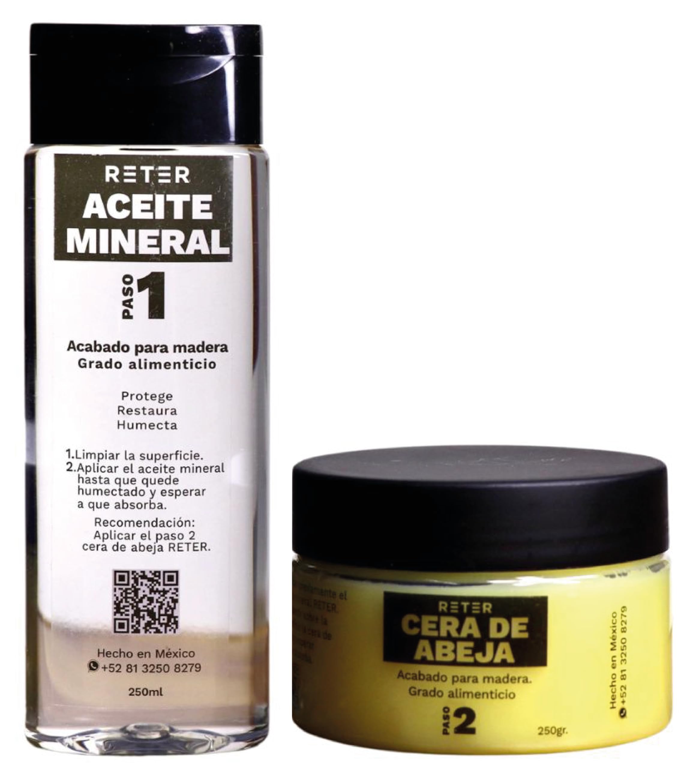 Premium Wood Finish Kit - Natural Mineral Oil & Beeswax Polish for Wood Furniture, Cutting Boards & Countertops - Enhances Wood Grain & Color - Eco-Friendly Wood Conditioner & Protector - Perfect for Kitchen, Dining Room & Outdoor Wood Care