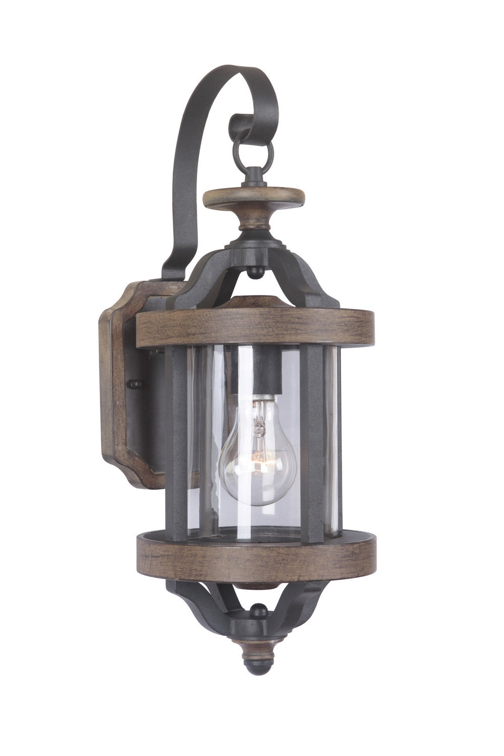 Ashwood One Light Wall Mount Fixture - Textured Black & Whiskey Barrel Finish - Perfect for Bedroom, Hallway, and Outdoor Porch Lighting