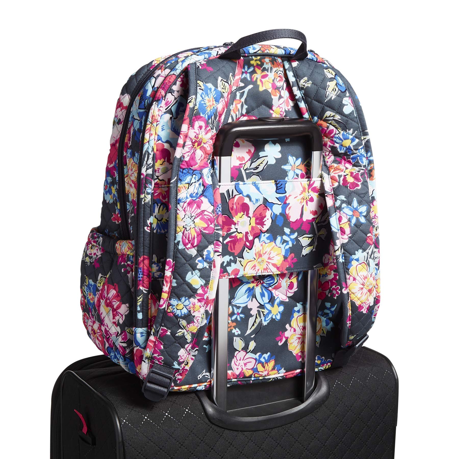Vera Bradley Women's Cotton Campus Backpack - Pretty Posies Floral Print, Lightweight College Bookbag for School & Travel, Durable One Size Backpack for Students & Commuters