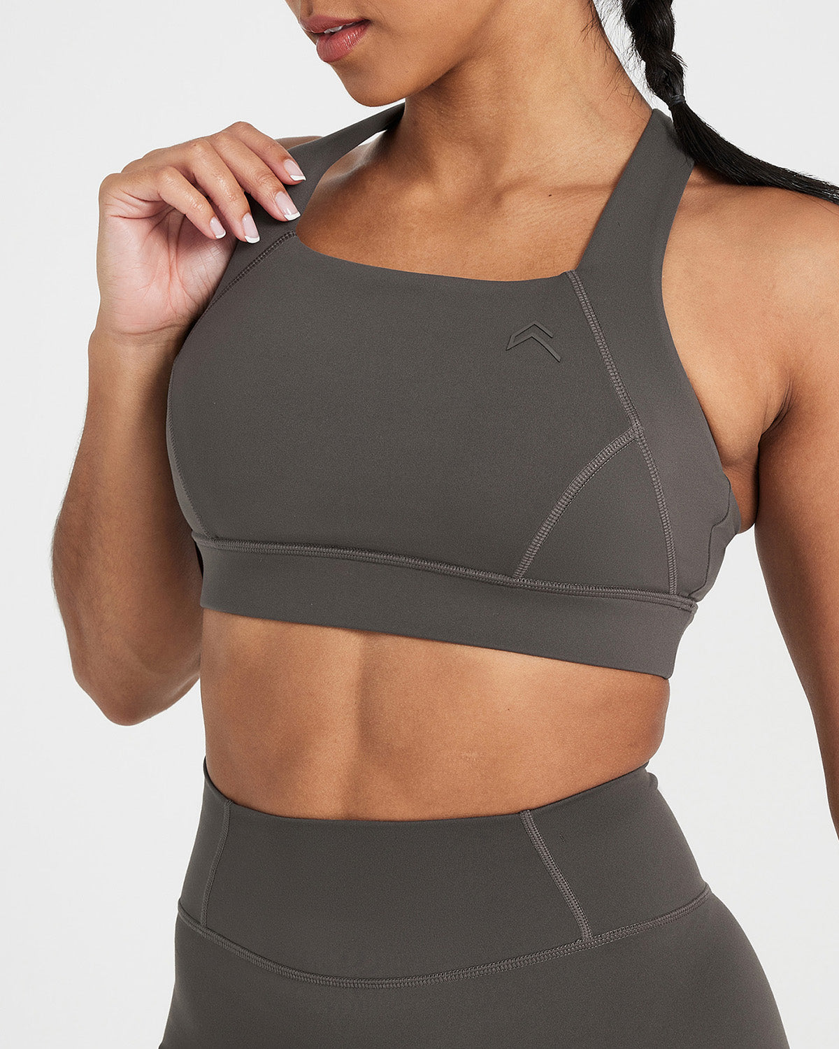 Timeless Wide Strap Sports Bra for Women - Deep Taupe | High Support Workout Bra for Running, Yoga & Gym