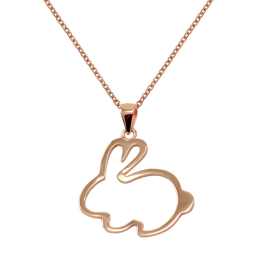 Rose Gold Plated Sterling Silver Bunny Rabbit Pendant Necklace for Women & Girls - Elegant Jewelry Gift for Birthday, Valentine's Day & Everyday Wear