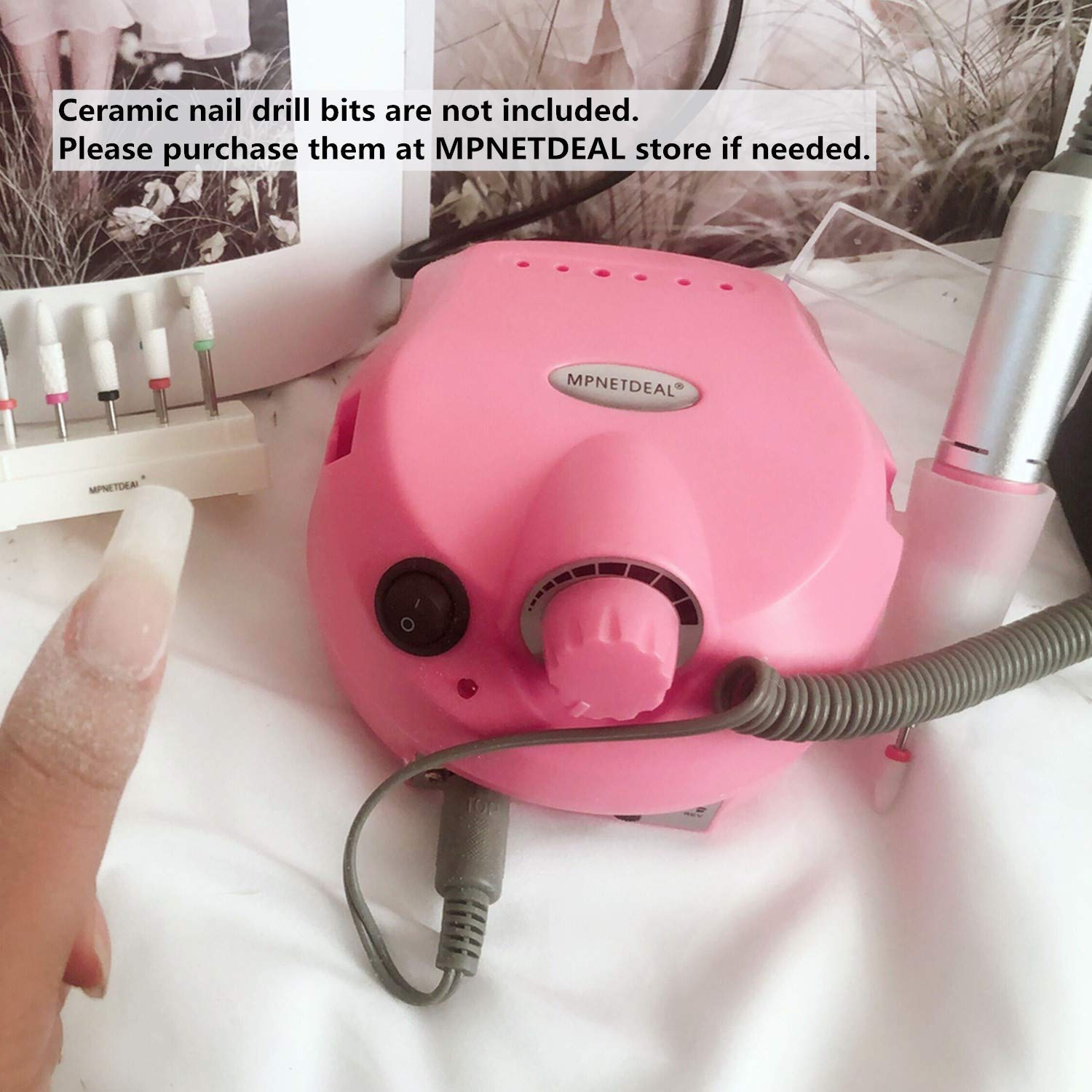 Professional Electric Nail Drill Machine 30000RPM - Efile Manicure Pedicure Tool with Foot Pedal for Acrylic, Gel & Natural Nails | Perfect for Home Use & Salon (Pink) | DIY Nail Art, French Tips & Nail Extensions