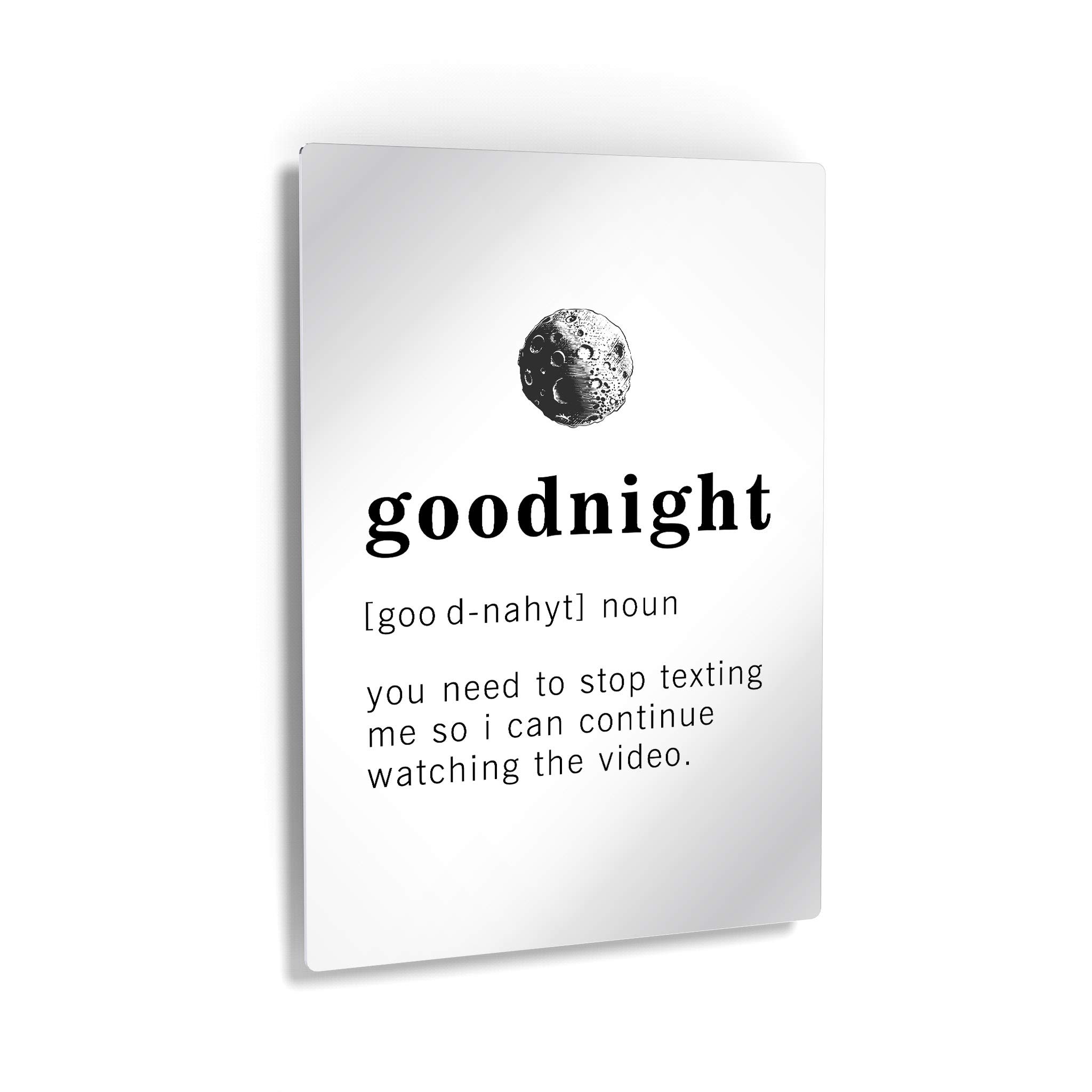 Funny Noun Dictionary Definition of Goodnight Metal Print - Inspirational Quote Sign for Office, Living Room, Bedroom & Bathroom - Ready to Hang Wall Art Home Decor - Made in USA (40x30) - Perfect for Gifts, Housewarming & Adding Humor to Any Space