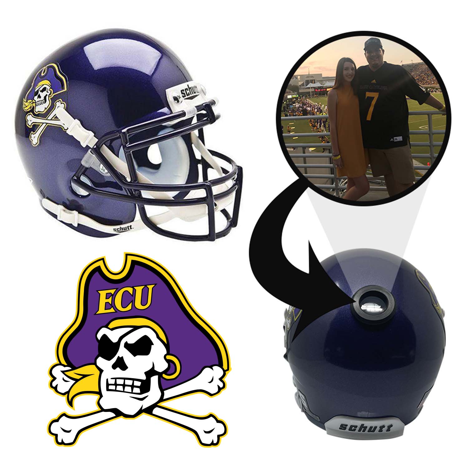 East Carolina Pirates College Football Collectible Mini Helmet - Authentic Replica with Display Stand - Perfect for Fans, Memorabilia Collectors & Game Room Decor