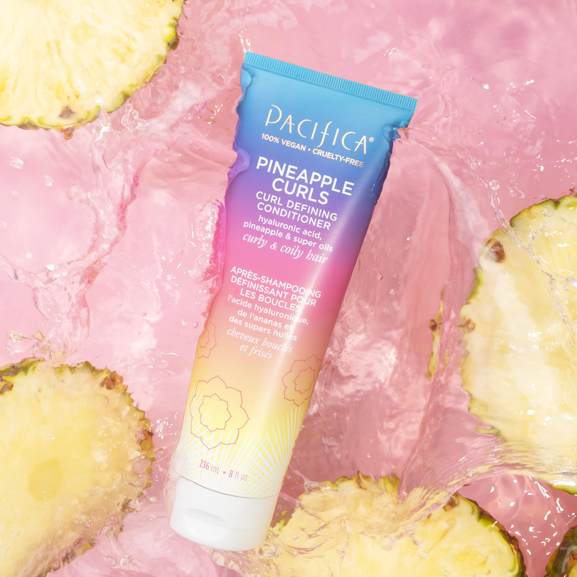 Pacifica Beauty Pineapple Curls Defining Natural Conditioner for Curly, Coily & Textured Hair - Sulfate Free, Silicone Free, 100% Vegan & Cruelty Free - Hydrating Hair Care with Tropical Pineapple Scent | Perfect for Daily Use & Curly Hair Routine