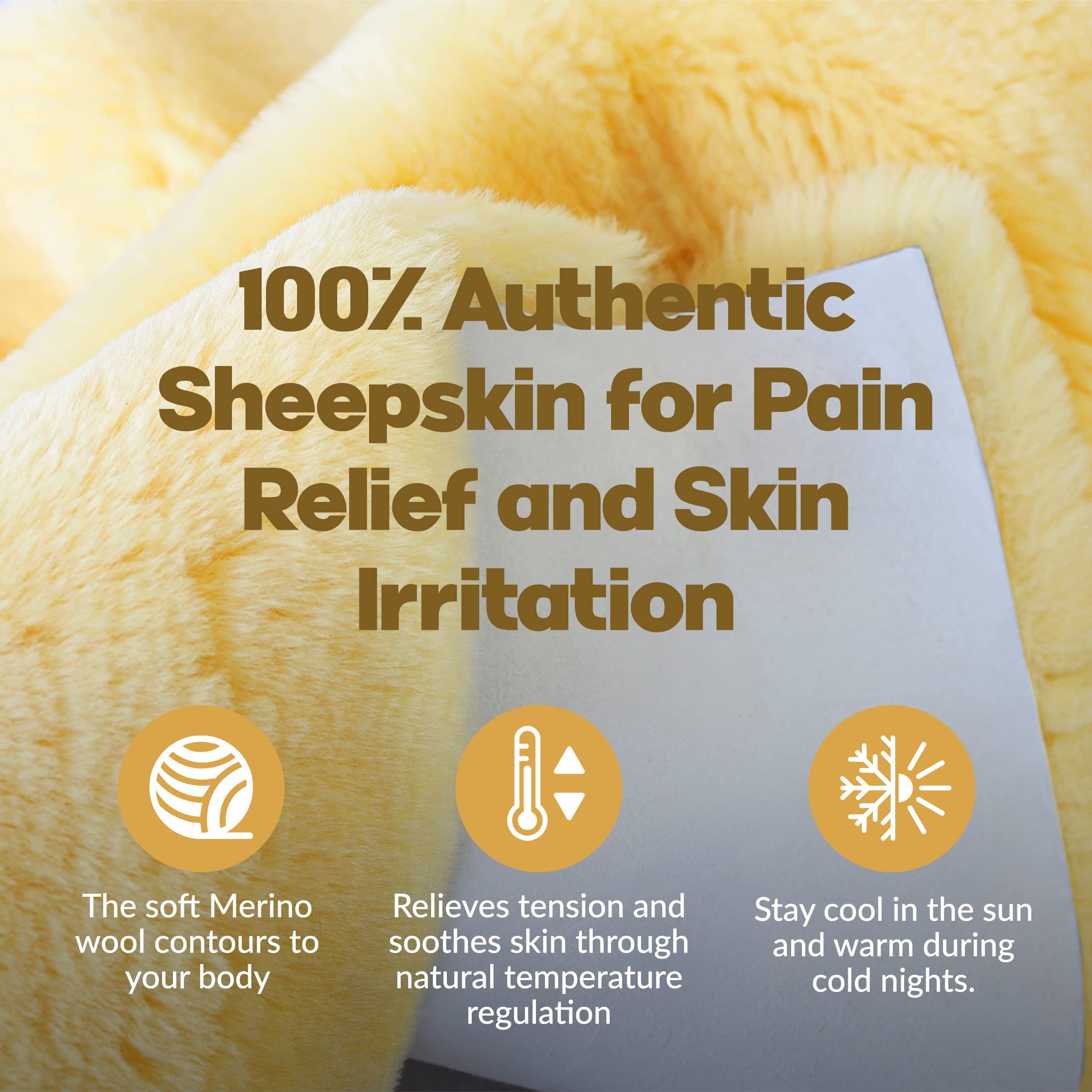 Premium 100% Natural Medical Sheepskin for Bed Sores & Skin Irritation Relief | Tauranga Authentic Sheepskin with Non-Slip Back | 26