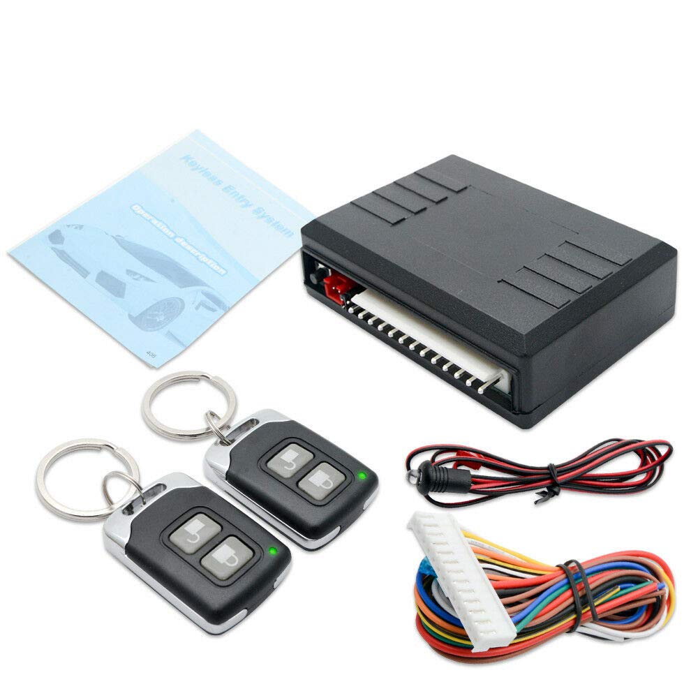 Universal Car Remote Central Locking Kit - MASO Auto Door Lock System with Control Box & 2 Replacement Key Fobs | Easy Installation for Sedans, SUVs, Trucks | Perfect for Keyless Entry & Vehicle Security