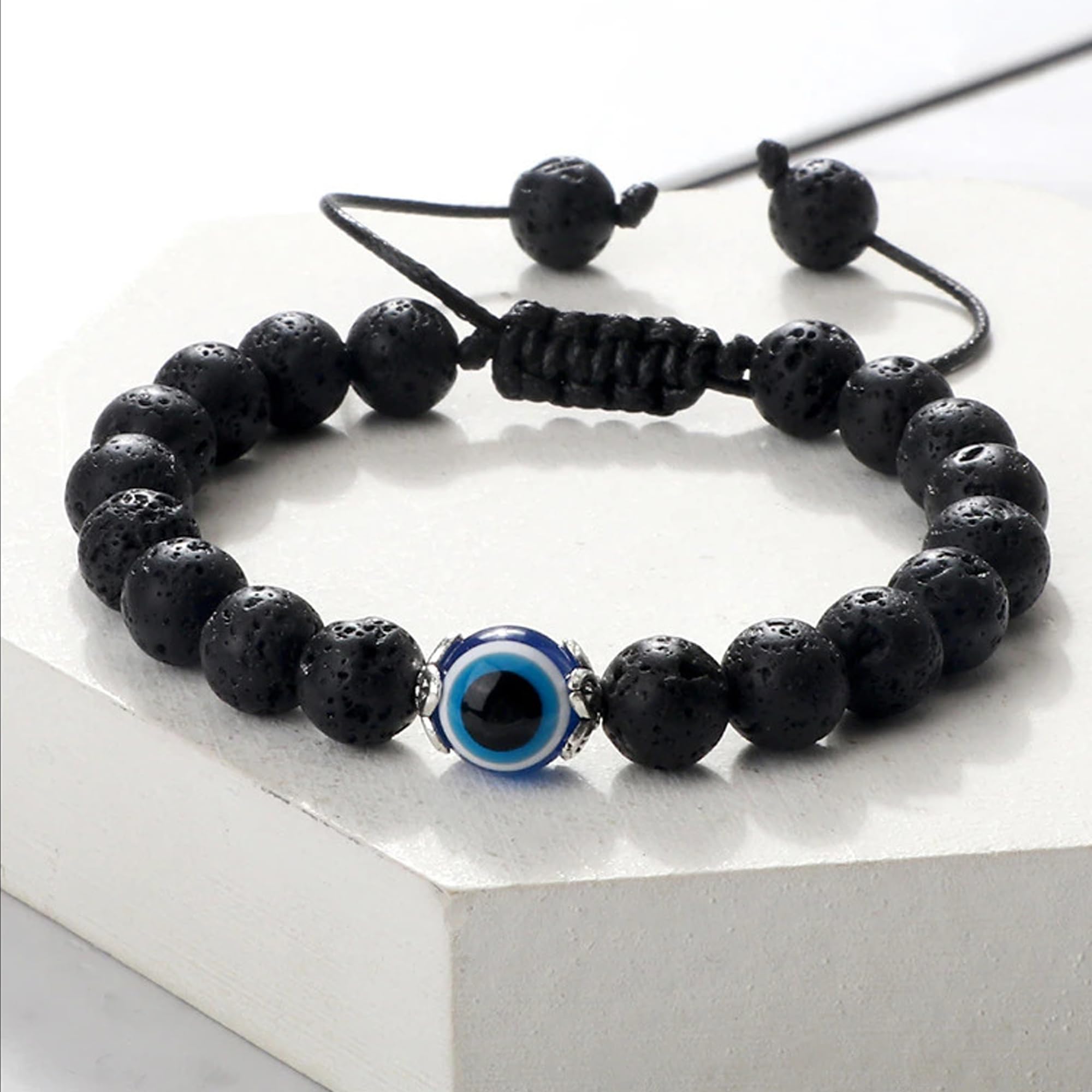 Stylish Adjustable Lava Stone Evil Eye Bracelet for Women & Men - Black Beaded Fashion Jewelry Gift for Her, Him, Girls & Boys - Perfect for Everyday Wear, Spiritual Protection & Thoughtful Gifting