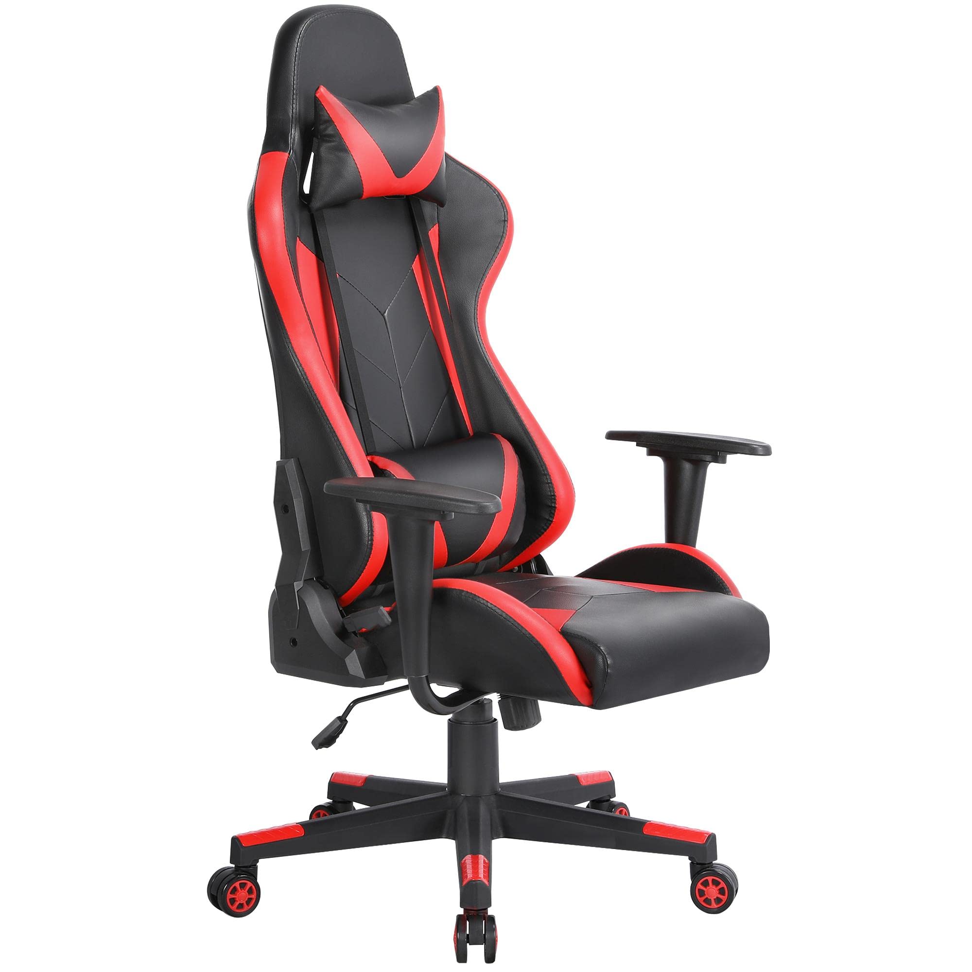 Yaheetech Ergonomic High Back Office Chair with Lumbar Support - Adjustable Height, Swivel & Rolling Computer Desk Chair for Home & Office - Black/Red - Perfect for Long Work Hours, Gaming & Study Sessions