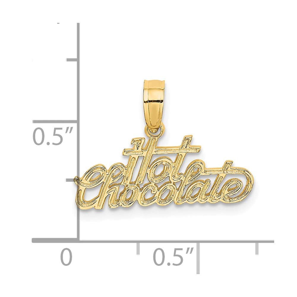 14K Yellow Gold Hot Chocolate Script High Polish Engraved Pendant - Elegant Jewelry Gift for Women, Perfect for Valentine's Day, Anniversary & Special Occasions