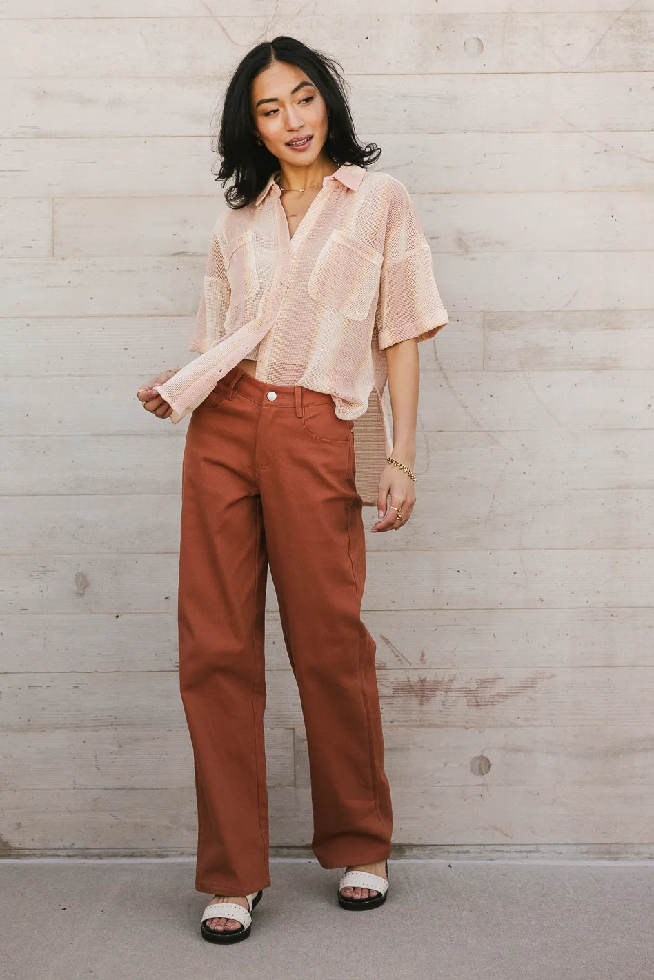 Astrid Mesh Button Up Shirt - Women's Fashion Blouse for Casual & Party Wear - Final Sale