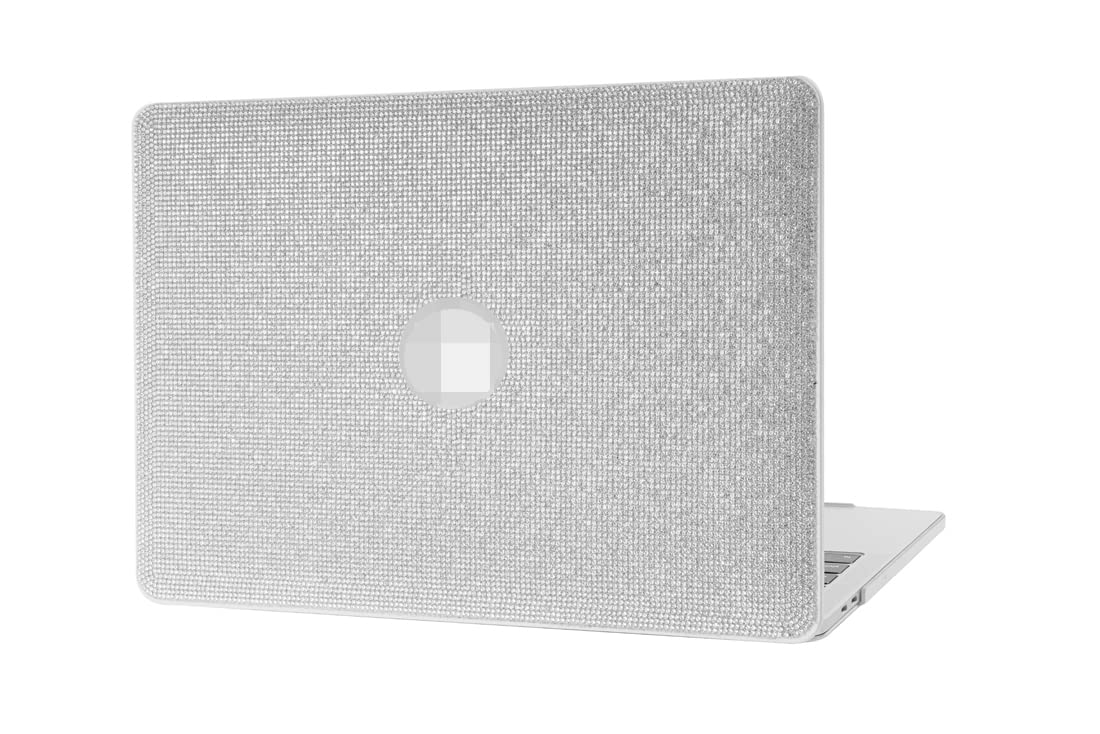 Sparkling Rhinestone Bling MacBook Pro 14 Inch Case (2021-2023 Models A2442/A2779/A2992/A2918 M1 Pro/Max) - Glamorous Protective Cover with Liquid Retina XDR Display & Touch ID Compatibility - Perfect for Work, School & Stylish Tech Accessories (White)