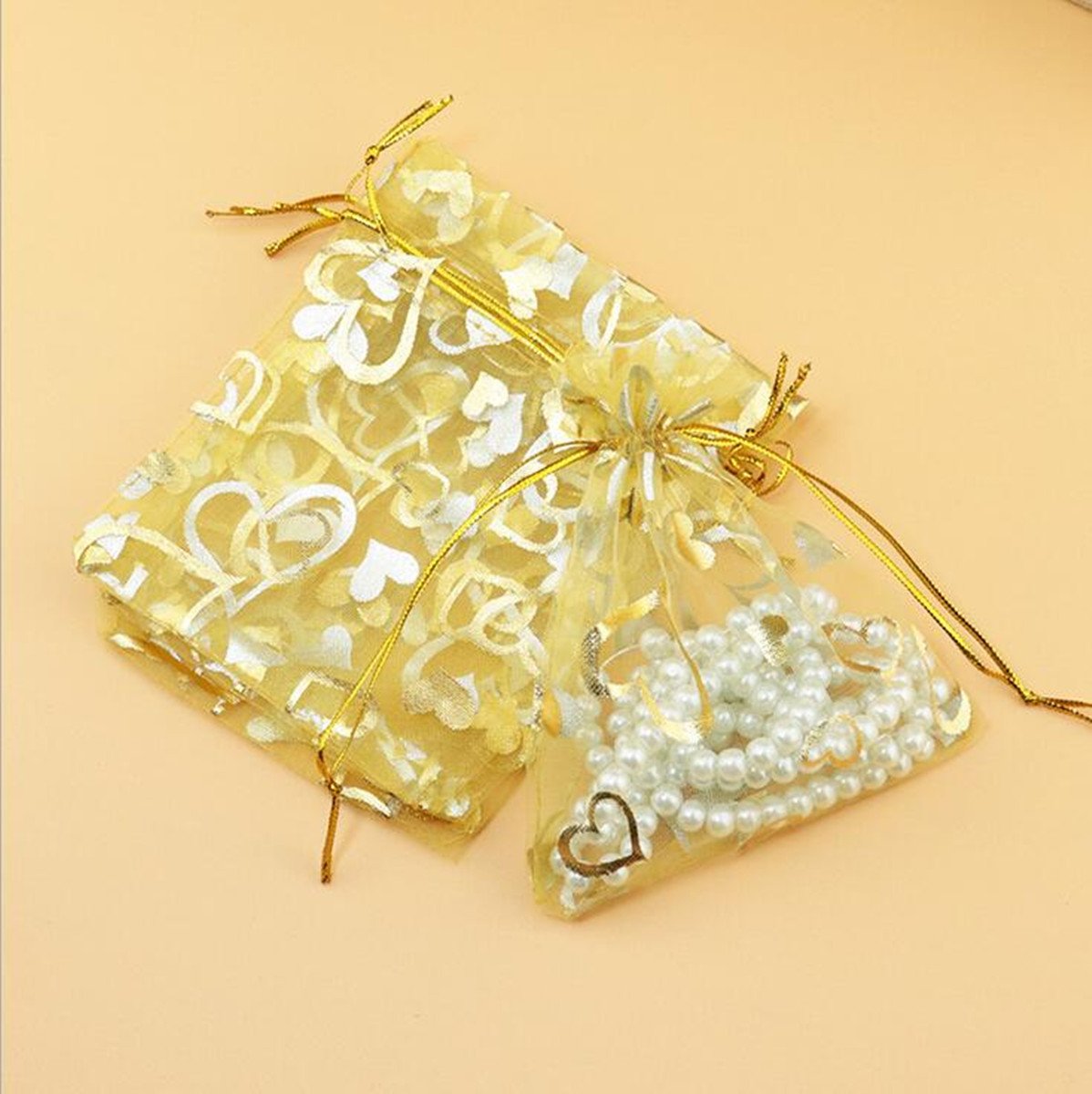 100pcs Gold Organza Wedding Favor Bags 3