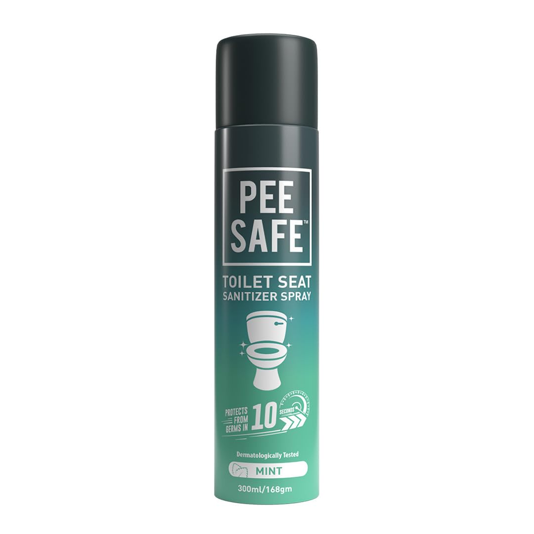 PEESAFE Pee Safe Toilet Seat Sanitizer Spray (300ml) - Mint Scent | Kills 99.9% Germs | Prevents UTI & Infections | Travel-Size Hygiene Solution | Perfect for Public Restrooms, Travel & Home Use