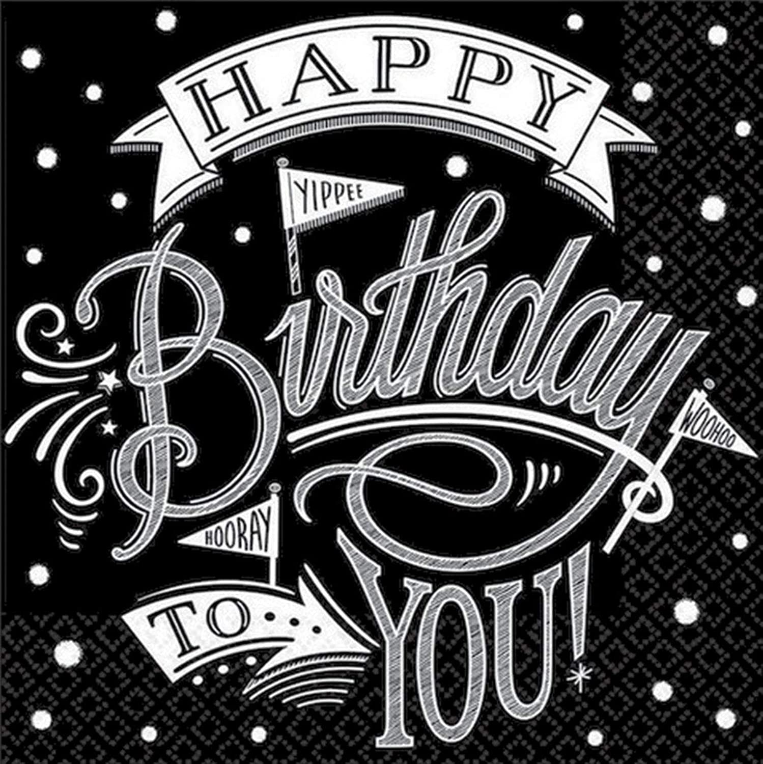 Elegant Black Birthday Luncheon Napkins - Premium Disposable Party Napkins for Birthday Celebrations, Dinner Parties & Special Events