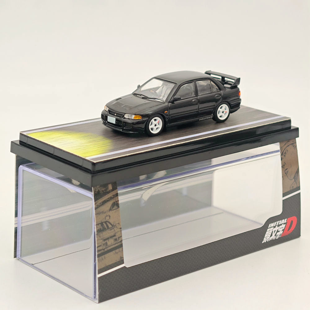 1/64 Mitsubishi Lancer RS Evolution III INITIAL D Black Diecast Model Car - Limited Edition Collectible for Anime Fans & Car Enthusiasts - Perfect for Display, Gifts, and Anime-Themed Collections