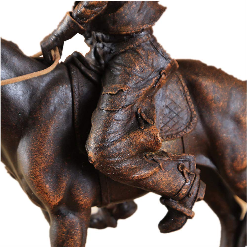 LILOVE 14'' Resin Cowboy on Horse Statue - Western Decor, American West Figurine, Miniature Animal Sculpture for Home, Office & Christmas Decorations | Perfect for Western Themed Parties, Ranch Decor & Holiday Gift