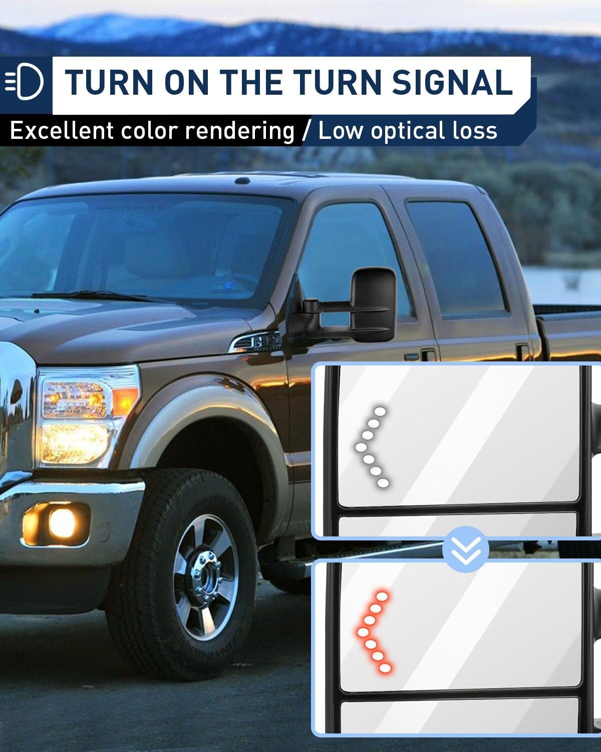 ECCPP Power Heated Towing Mirrors with LED Turn Signal - Compatible with 2003-2007 Chevy Silverado & GMC Sierra Trucks (07 Classic Models) - Left/Right Side Black Housing - Perfect for Towing, Off-Roading & Night Driving