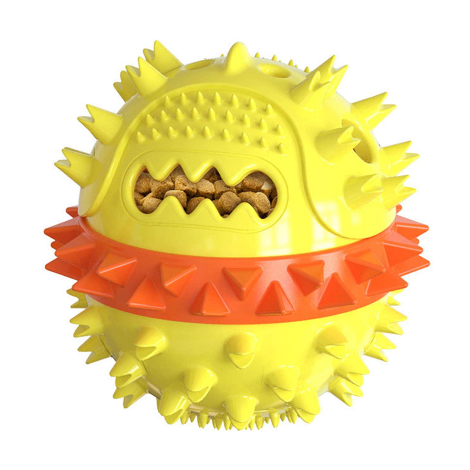 Durable Dog Chew Toys for Puppies - Squeaky Ball with Food Container & Teeth Cleaning - Interactive Training Toy for Small & Large Dogs (Yellow & Blue) - Perfect for Playtime, Teething Relief & Dental Health